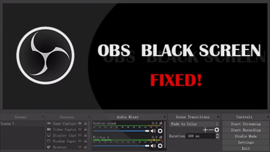 fix obs studio black screen